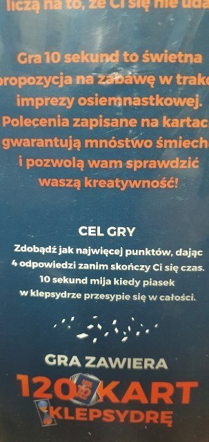Gra karciana 18-nastka MASZ TYLKO 10 SEKUND Gra karciana 18-nastka MASZ TYLKO 10 SEKUND