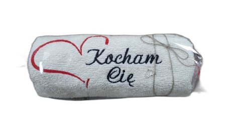 Ręcznik 50x100cm cukierek biały KOCHAM CIĘ Ręcznik 50x100cm cukierek biały KOCHAM CIĘ