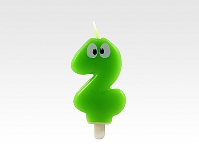 Świeczka "2" H:7,5cm ZIELONA Z OCZAMI 24 szt. 62-72 Świeczka "2" H:7,5cm ZIELONA Z OCZAMI 24 szt. 62-72