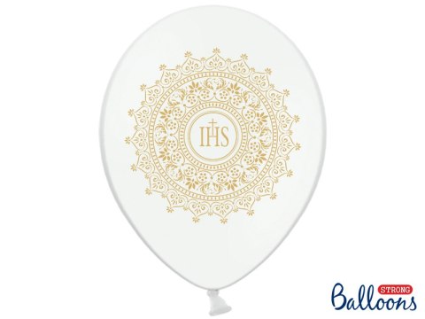 Balony 30cm Komunia IHS Metallic Pure White 6szt. | SB14M-110-008-6 Balony 30cm Komunia IHS Metallic Pure White 6szt. | SB14M-110-008-6