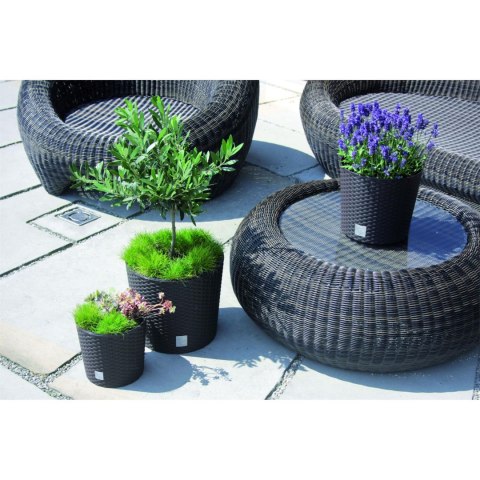 Donica z wkładem rattan RATO Round 25xh22cm BIAŁA Donica z wkładem rattan RATO Round 25xh22cm BIAŁA