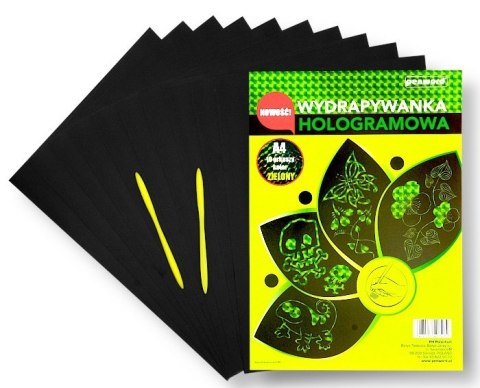 Wydrapywanka hologramowa A4 a'10 ZIELONA + 2 rylce Wydrapywanka hologramowa A4 a'10 ZIELONA + 2 rylce