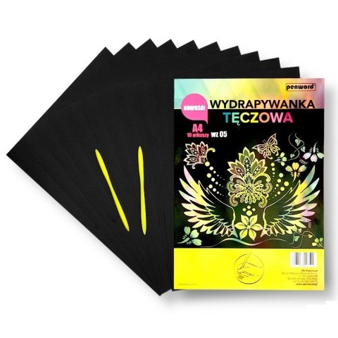 Wydrapywanka tęczowa A4 a'10 multicolor + 2 rylce | WZ-05 Wydrapywanka tęczowa A4 a'10 multicolor + 2 rylce | WZ-05
