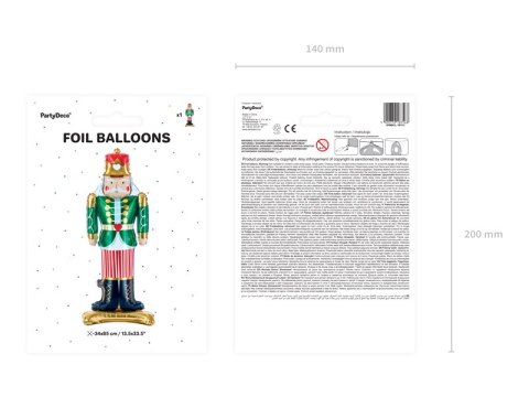 Balon foliowy stojący dziadek do orzechów 34x85cm mix | FB113 Balon foliowy stojący dziadek do orzechów 34x85cm mix | FB113