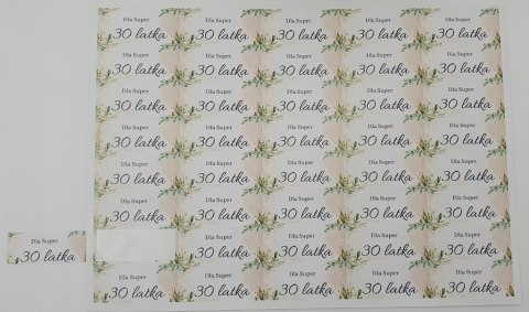 Naklejki 21x50 mm - SUPER 30 latka - 40 szt Naklejki 21x50 mm - SUPER 30 latka - 40 szt