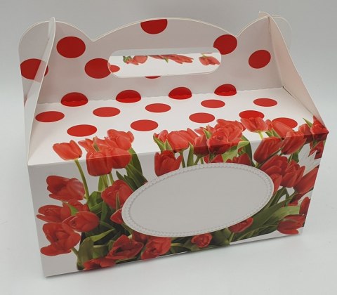 Pudełko kartonowe 30szt na ciasto 19x14x9cm TULIPANY Pudełko kartonowe 30szt na ciasto 19x14x9cm TULIPANY
