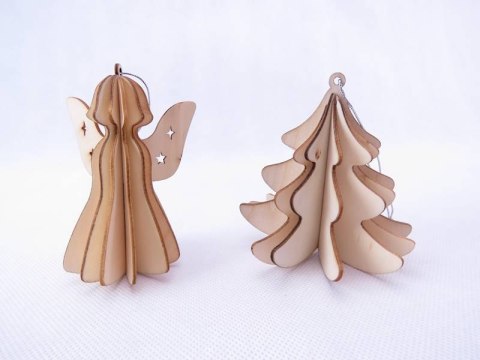 Zawieszka drewniana wys. 10 cm rozkładana choinka/aniołek Zawieszka drewniana wys. 10 cm rozkładana choinka/aniołek