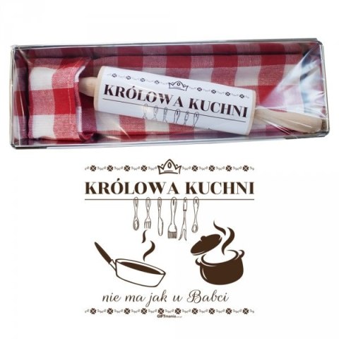 Zestaw kuchenny dla Królowej Babci - blacha do pieczenia - ściereczka - wałek Zestaw kuchenny dla Królowej Babci - blacha do pieczenia - ściereczka - wałek