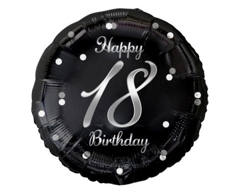 Balon foliowy B&C Happy 18 Birthday czarny nadruk srebrny 18" | FG-O18S Balon foliowy B&C Happy 18 Birthday czarny nadruk srebrny 18" | FG-O18S