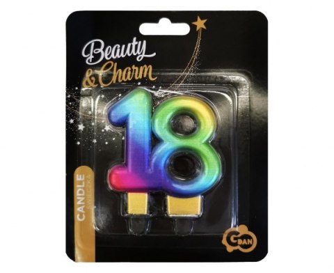 Świeczka B&C cyferka "18" Galaxy 7,5 cm | SF-S18G Świeczka B&C cyferka "18" Galaxy 7,5 cm | SF-S18G