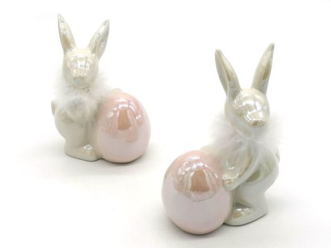 Zając ceramiczny z jajkiem i futerkiem 15x 11cm Zając ceramiczny z jajkiem i futerkiem 15x 11cm
