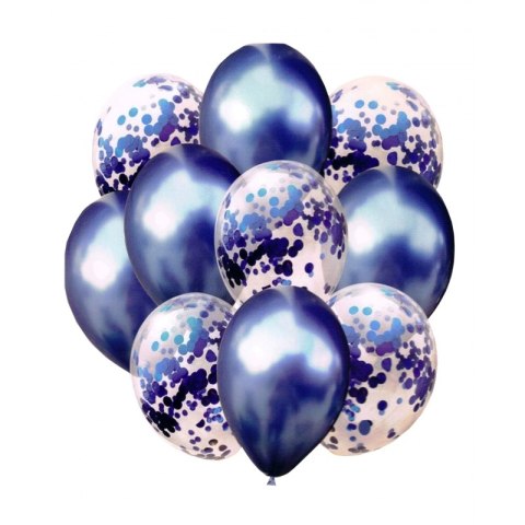 Zestaw balonów metalicznych granatowych i konfetti 33 cm, 10 sztuk BCS-693 Zestaw balonów metalicznych granatowych i konfetti 33 cm, 10 sztuk BCS-693