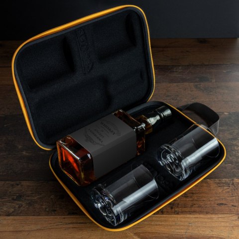 Etui na butelkę i 2 szklanki do whisky urodziny Etui na butelkę i 2 szklanki do whisky urodziny