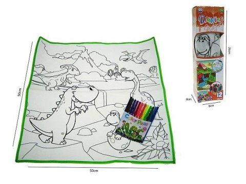 Mata 50x50cm zmywalna dinozaury z flamastrami . | H13026 Mata 50x50cm zmywalna dinozaury z flamastrami . | H13026