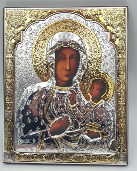 Obraz ikona ryngraf silver 23 x 18 cm Matka Boska Częstochowska Obraz ikona ryngraf silver 23 x 18 cm Matka Boska Częstochowska