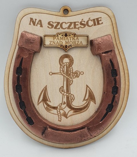 Pamiątka znad morza podkowa na szczęście na sklejce 14 x 12,5 cm NR.116 Pamiątka znad morza podkowa na szczęście na sklejce 14 x 12,5 cm NR.116