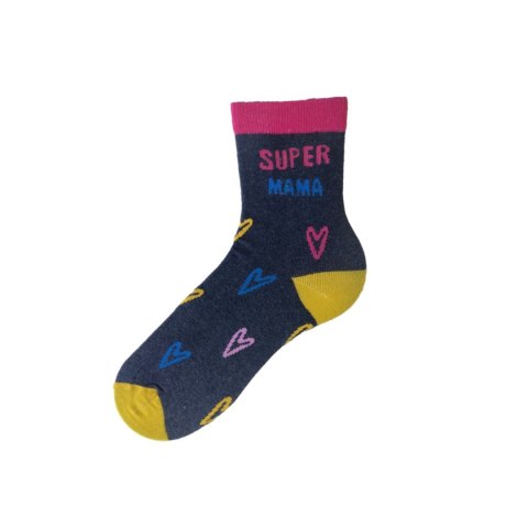Skarpety "Super Mama" navy-pink Skarpety "Super Mama" navy-pink