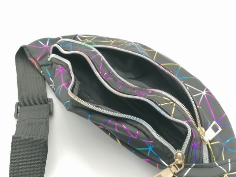 Saszetka nerka biodrówka na pas geometryczny wzór hologram Saszetka nerka biodrówka na pas geometryczny wzór hologram