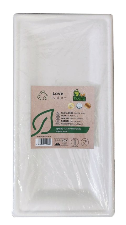 Tacki z trzciny cukrowej pulpa bio 26x16cm biały 12szt. | 0817 Tacki z trzciny cukrowej pulpa bio 26x16cm biały 12szt. | 0817