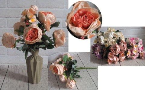 Bukiet sztuczny PIWONIE 9 kwiatów wys. 46 cm, kwiat 9 cm EK-110 Bukiet sztuczny PIWONIE 9 kwiatów wys. 46 cm, kwiat 9 cm EK-110
