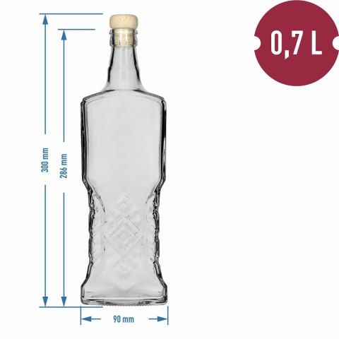 Butelka 6szt. Kredensowa 700ml z korkiem Butelka 6szt. Kredensowa 700ml z korkiem