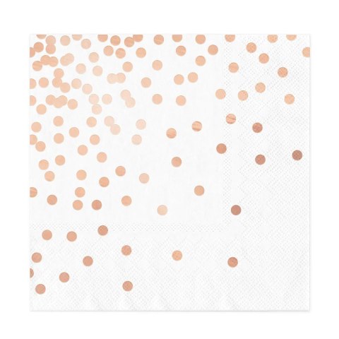 Serwetki białe rosegold kropki 10szt 512620 Serwetki białe rosegold kropki 10szt 512620