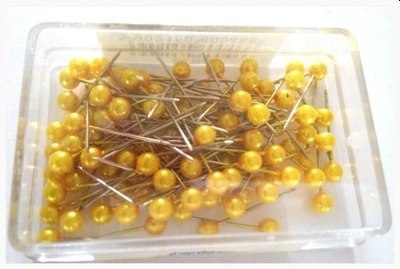 Szpilki ozdobne perłowe żółte 100szt. 22mm. Szpilki ozdobne perłowe żółte 100szt. 22mm.