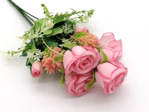 Kwiat róże z liśćmi mix dł. 36cm 2szt Kwiat róże z liśćmi mix dł. 36cm 2szt
