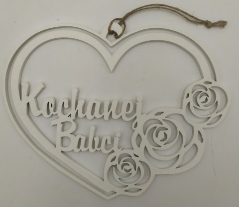 Serce 15cm wiszące ażur BABCIA Serce 15cm wiszące ażur BABCIA