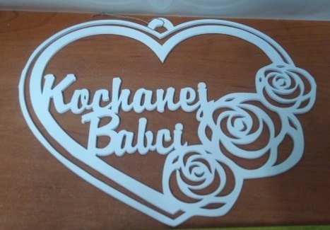 Serce 15cm wiszące ażur BABCIA Serce 15cm wiszące ażur BABCIA