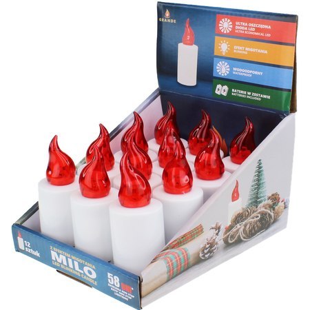 Znicz wkład led + baterie migotający czerwony 12 szt. MILO GRANDE Znicz wkład led + baterie migotający czerwony 12 szt. MILO GRANDE