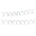 Baner komunijny I Komunia Święta Eukaliptus srebrny 240cm 131855