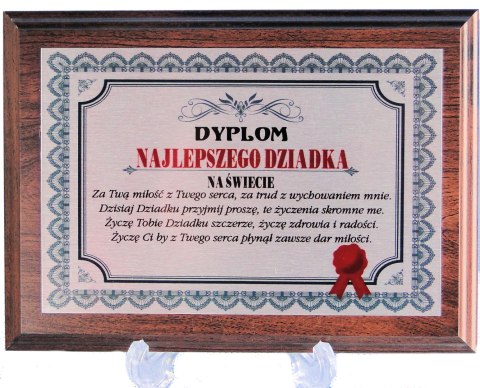 Dyplom drewniany SUPER DZIADKA DDR04 Dyplom drewniany SUPER DZIADKA DDR04