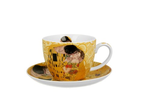 Filiżanka jumbo ze spodkiem 470ml THE KISS ECRU by Gustav Klimt Filiżanka jumbo ze spodkiem 470ml THE KISS ECRU by Gustav Klimt