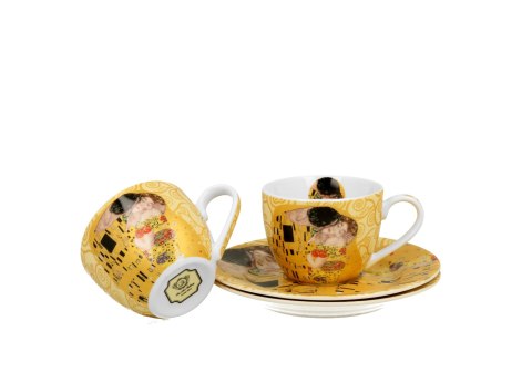 Filiżanki espresso ze spodkami 110ml komplet 2szt. THE KISS ECRU by Gustav Klimt Filiżanki espresso ze spodkami 110ml komplet 2szt. THE KISS ECRU by Gustav Klimt
