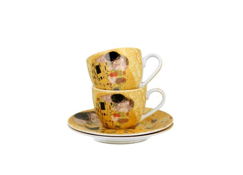 Filiżanki espresso ze spodkami 110ml komplet 2szt. THE KISS ECRU by Gustav Klimt Filiżanki espresso ze spodkami 110ml komplet 2szt. THE KISS ECRU by Gustav Klimt