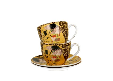 Filiżanki ze spodkami 250ml komplet 2szt. THE KISS BROWN by Gustav Klimt Filiżanki ze spodkami 250ml komplet 2szt. THE KISS BROWN by Gustav Klimt