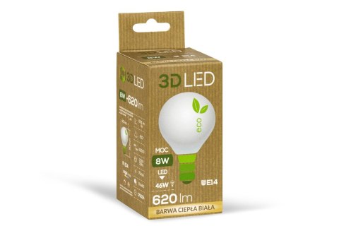 Żarówka ledowa 3LED kulka E-14 8W barwa ciepła 10szt. E/14/4W Żarówka ledowa 3LED kulka E-14 8W barwa ciepła 10szt. E/14/4W
