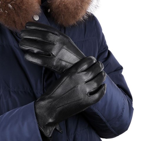 Skórzane czarne rękawice męskie XL Skórzane czarne rękawice męskie XL