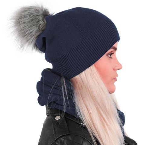 KOMPLET czapka z pomponem i komin KOMPLET czapka z pomponem i komin