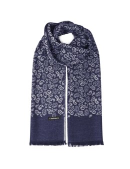 Męski szal kaszmirowy paisley granatowy