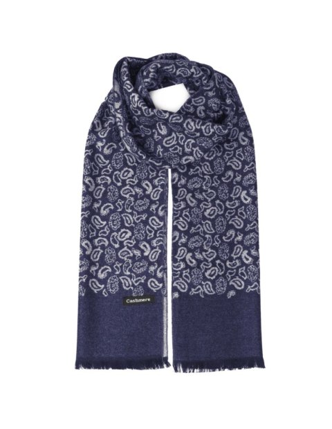 Męski szal kaszmirowy paisley granatowy Męski szal kaszmirowy paisley granatowy