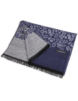 Męski szal kaszmirowy paisley granatowy