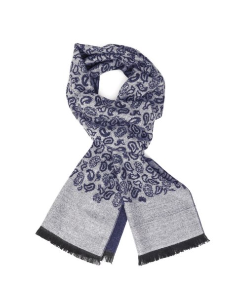 Męski szal kaszmirowy paisley granatowy Męski szal kaszmirowy paisley granatowy