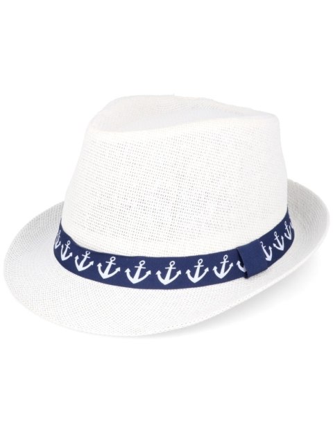 Kapelusz na lato słomkowy trilby kotwice Kapelusz na lato słomkowy trilby kotwice