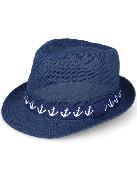 Kapelusz na lato słomkowy trilby kotwice Kapelusz na lato słomkowy trilby kotwice