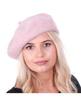 Beret damski alpaka jasny róż