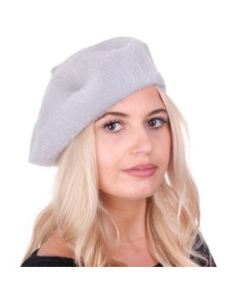 Beret damski alpaka jasny szary
