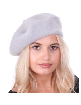 Beret damski alpaka jasny szary