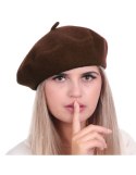 Beret damski w stylu francuskim ciemny brąz